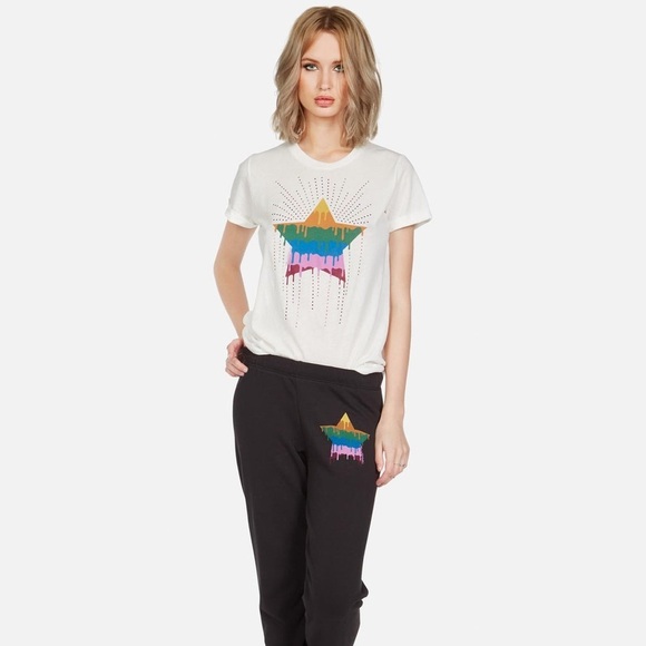 Lauren Moshi Edda Dripping Star Short Sleeve Tee - Picture 1 of 7